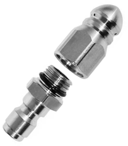 Boquilla Para Desatascar Alcantarillado - Boquilla De 6.35 mm Para Lavadora A Presión Con Conexión Rápida - Herramienta de Acero Inoxidable Resistente para Desobstrucción - Tuberías Cocina Baño Garaje