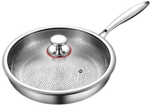 Generico Padella in Titanio Plateful con Coperchio, Padella in Titanio Puro per Cucinare, Pentole Plateful da 26/28/30/32cm, Padelle Antiaderenti, per Ogni Piano Cottura