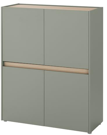 Lomadox Esszimmer Wohnzimmer Schrank Highboard mit 100 cm Breite in grün mit Eiche, 4 Türen