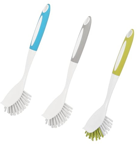 3Pcs Home Dish Brushes with Handle, Washing Up Brush for Pot Pan Scrubbing | Deep Cleaning Kitchen Sink Scrub Brush, Dish Scrubber, Cleaning Brushes, Household Supplies
