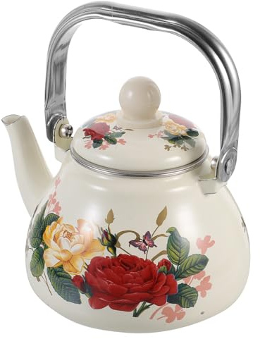 NUOBESTY Bollitore Smaltato da Piano Cottura 1 Litro Filtro Integrato Teiera Cinese Vintage per Preparare e Servire Tè Pentola per Acqua Calda per Cucina e Tavolo da Tè