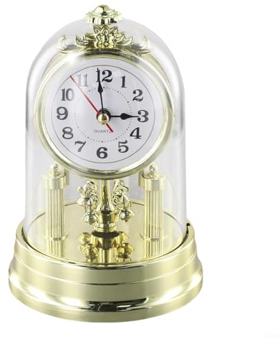 HomeVortex Vintage European Style Wall Clock with Pendulum, Finish Decorative Desk Clock for Living Room or Bedroom(Gold)