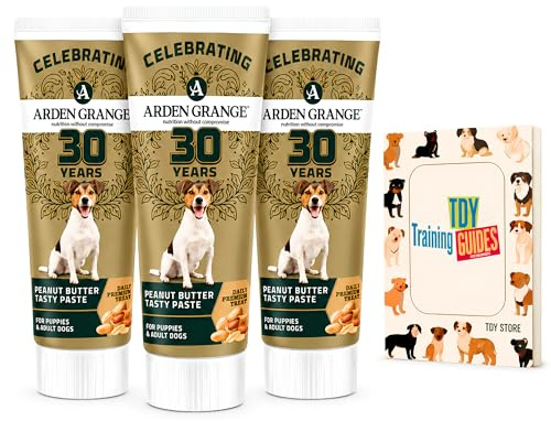 TDY Bundle Arden Grange Peanut Butter Paste for Dogs & Cats - With Nutrient-Rich Peanut - Ideal Training Aid, Medication Administering Solution, 3x75g TDY Bundle With Training Guides