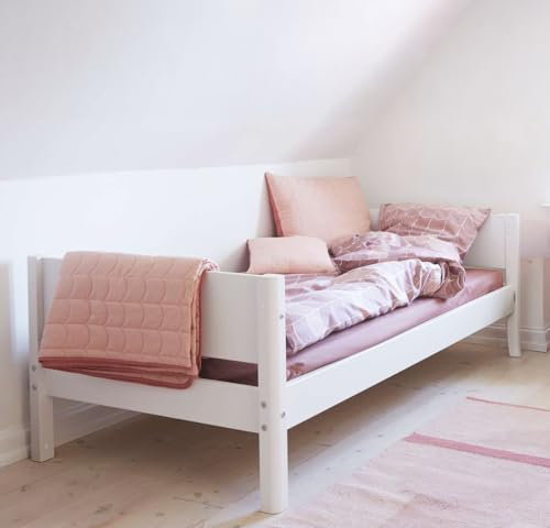 Flexa Kinderbett 90x200 cm Jungen und Mädchen Modernes Einzelbett aus Massivholz Robustes Kiefernholz | Bett für Kinder mit Klassisches Skandinavisches Design, Farbe - Weiß