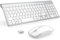 JOYACCESS Teclado y Ratón Inalámbricos y Compactos, Teclado Delgado y Silencio, Español QWERTY, 2400DPI para PC, Portátil, Smart TV,Windows-Blanco Plata