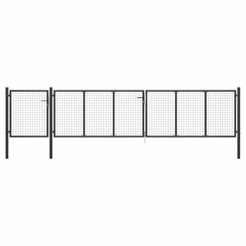 vidaXL Gartentor Gartentür Zauntür Hoftor Gartenpforte Zauntor Hoftür Gartenzaun Pforte Tor Metalltor Einfahrtstor Stahl 500x100cm Anthrazit