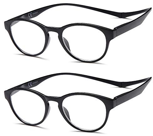 NEW VISION Lesebrille mit Magnetverschluss 2 pack, Lesebrillen, Bequem Magnetverschluss, Reading Glasses NV3312, Lesehilfe für Damen Herren (2schwarz, 3, diopters)