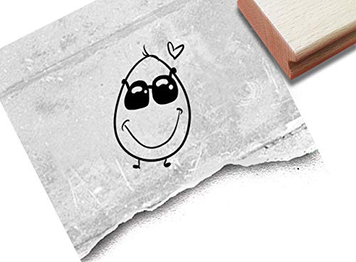 Stempel Osterei mit Brille - Lustiger Motivstempel Ostern Osterkarten Geschenkanhänger Basteln Osterdeko Tischdeko Scrapbook Geschenk - zAcheR-fineT (mittel ca. 25 x 40 mm)