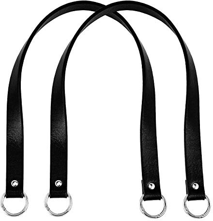 PH PandaHall 2 Stück Leder Taschengriffe 57cm Schwarz Taschenhenkel Taschengriffe Geldbörsen Riemen Handtaschen Riemen Mit Platin Legierung Spring Gate Ringe Für Handtaschen Ersatzzubehör DIY Tasche