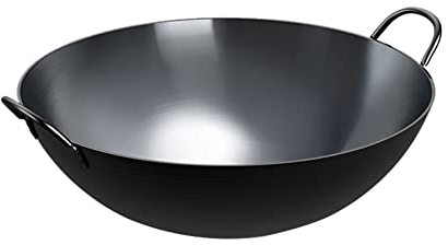 YYUINU Eisenwok, Handgeschmiedete Eisenpfanne, Doppelohr-Wok-Antihaftpfanne, Altmodischer Haushalts-Bratwok,40cm