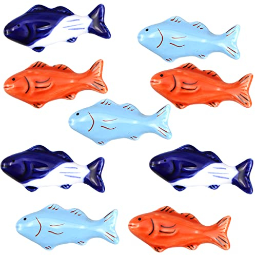 9Pcs Ceramic Chopstick Rest Fish Shape Chopsticks Rack Stand Spoon Fork Knife Holder Rack Desktop Tableware Decorations Kitchen Tools