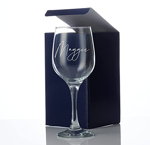 ukgiftstoreonline Personalised Any Name Script Font Engraved Wine Glass Gift