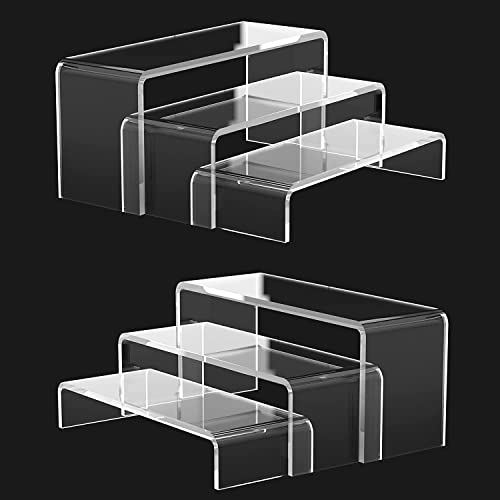 Janaden Acryl Riser Display Ständer Durchsichtig Vitrine Display Regal für Pop Figuren, Sammlerstücke, Cupcake, Schmuck, Einzelhandel, Treppen Deko Aufsteller für Produkpräsentation (6 Stück)