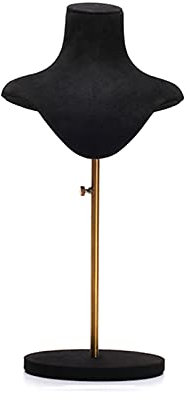 RHSH Schmuckständer Elegante Samt Halskette Schmuckdisplay Modell Büste Ständer für Zuhause (Kommode Regale) und Schmuckbüste Ständer Aufbewahrung Dekoration Schmuckhalter (Farbe: Schwarz, Größe: