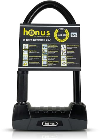 HONUS Bügelschloss E Bike - Fahrradschloss E-Bike DEFENSE PRO Sicherheit | Speziell für E-Bikes - Hohe Sicherheitsstufe - Mit Schlüssel - Robust & Wetterfest - Designed in Germany - Diebstahlschutz