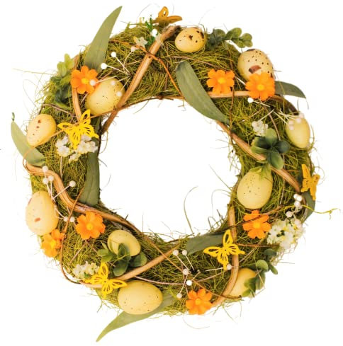 Neon Tulip Spring Easter Egg and Butterflies Floral Easter Wreath - Easter Décor - Spring Wreath - Easter Egg Wreath - Front Door Décor - Easter Gift, 35cm