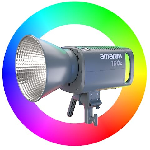 Aputure Amaran 150c (RGB, 2500K-7500K) Vollfarbige Point-Source LED, integrierte Schirmhalterung, Bowens Mount & 9 Effekte, mit Silent Cooling System & Sidus Link App Control