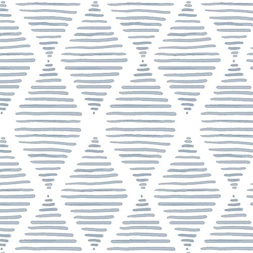 Okydoky Moderne Streifen-Tapete zum Abziehen und Aufkleben, Blau-Weißes Kontaktpapier, 44cm x 600cm, Geometrische Selbstklebende Tapete Vinyl, 8202-BU-6.DE