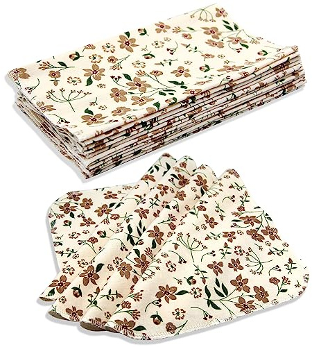 Pinowu Lot de 12 serviettes en papier réutilisables en coton absorbantes (25x25cm) lavables, sans papier, sans déchet, alternatives pour la cuisine et le ménage