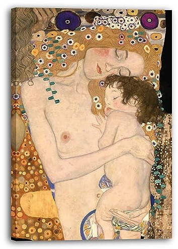 Leinwandbild (30x40cm) Gustav Klimt: Die drei Lebensalter einer Frau (1905), Leinwand auf Keilrahmen gespannt und fertig zum Aufhängen, hochwertiger Kunstdruck aus deutscher Produktion