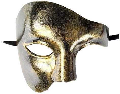 EUBEISAQI Masque de Mascarade pour Hommes Fantôme de l'Opéra Demi-Visage Masquerade fantôme vénitien Mardi Gras Costume de fête Mascarade pour fête costumée d'halloween