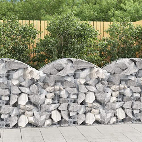 HIGSOSE 100x50x80/100 cm Panier de Gabions Arqué Fer Galvanisé Gabion Jardiniere Barriere Jardin Gabion Wall Mur Gabion Pierre Pour Gabion Cages en Gabion Barrière en Gabion Mur en Gabion