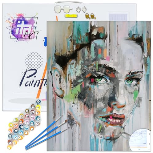 ITA Art Malen nach Zahlen Komplett Set mit Keilrahmen, Acrylfarben, Pinseln, Zubehör, Geschenkbox - DIY Gemälde Bastelset Kit mit Leinwand für Erwachsene, Nur du, 30x40 cm