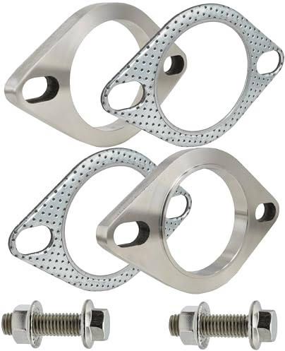 SHINTONES Kit de conexión de bridas y juntas de escape de acero inoxidable de 2 pernos de 2,35 pulgadas con pernos y tuercas (2,35/60mm)