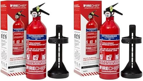 Multi Purpose Powder Fire Extinguisher – Ready to Use in Seconds – 1kg ABC Fire Extinguisher for Home & Kitchen Use – 5 Year Guarantee – Firechief Travel Extinguisher for Cars, Campervans & Caravans