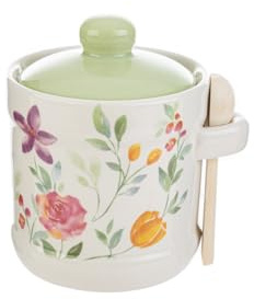 Bombonera de boda azucarero de porcelana con decoración floral ST 56510