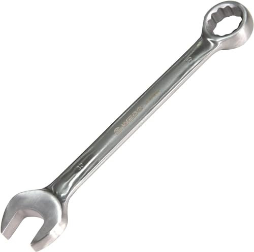 WEDO Llave combinada de acero inoxidable, llave de grado industrial, caja de doble extremo de 12 puntos, extremo abierto de 6 mm, desplazamiento de 15 grados, longitud 105 mm, superficie lisa pulida,