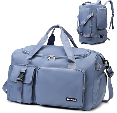 Suweir Sporttasche Damen Herren 42L Reisetasche mit Schuhfach Nassfach Wasserdicht Trainingstasche Travel Duffle Bag mit Rucksack Weekender Schwimmtasche Fitnesstasche für Reisen, Fitness, Sport