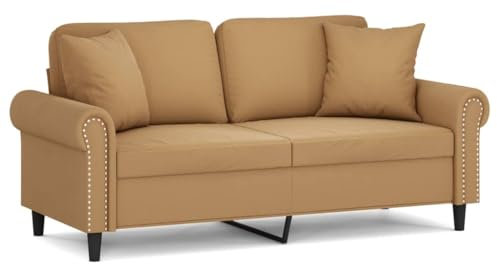 Willood 2-Sitzer-Sofa mit Zierkissen Liegesofa für Wohnzimmer, Polstersofa Sessel Relaxsofa Loungesofa Relaxcouch Braun 140 cm Samt