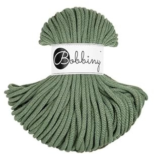 Premium Baumwoll-Flechtschnur - 5mm x 50m - Vielseitige Makramee-Kordel für Stricken, Weben, DIY-Basteln und Heimdekoration - Hochwertige Bunte Bastelschnur - Eucalyptus Green