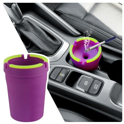 Smokeless Ashtray,Portable Car Ashtrays for Cup Holder Smell Proof,Multifunctional Ashtray with Lid Smell Proof for Ccar Truck SUV Keep Car Interior Accessories Tidy (Purple)