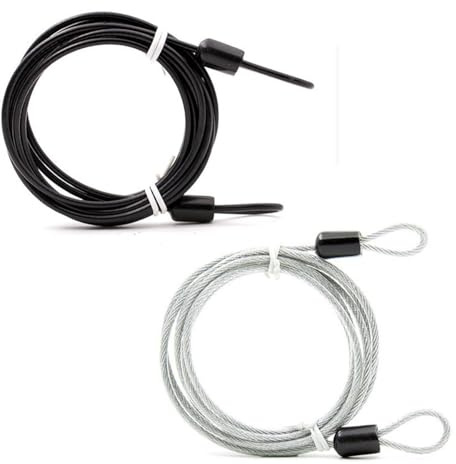 Fahrradschloss-Kabel, 1,5 m, leichtes Drahtkabelschloss mit Doppelschlaufe, flexibles Sicherheitskabel, Gepäckschloss, Stahlschloss, tragbares Schloss, Vorhängeschloss für Vorhängeschlösser, Roller,