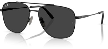 Ray-Ban Rb8097 William Titanium Quadratische Sonnenbrille, Schwarz / Schwarz polarisiert, 59 mm