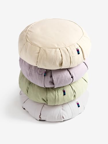 Yogamatters Organic Cotton Chambray Zafu Meditation Cushion | Removable Washable Cover | Buckwheat Pillow for Yoga and Meditation (Natural)