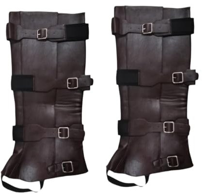UxicRuya Piratenstiefelüberzüge, Beinüberzüge, Vintage-Stil, PU-, Ritterstiefelüberzüge, mittelalterliche Schuhüberzüge für Foto-Requisiten, Halloween, Kaffee