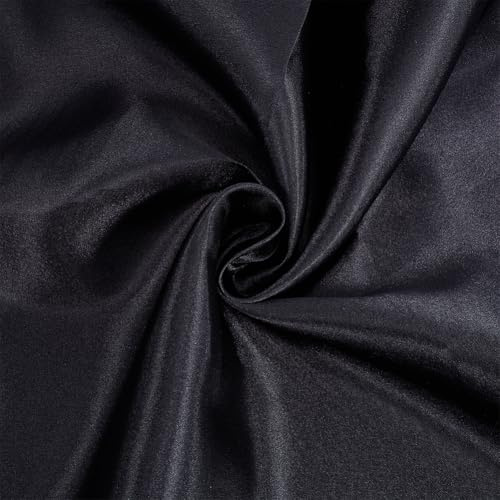 BENECREAT 500cmx152cm Satinstoff, Glänzender Polyester Stoff für Deko Bekleidung Hochzeitskleid Party Hintergrund DIY Basteln Vorhänge, Schwarz