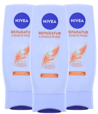 3 x NIVEA Reparatur&Gezielte Pflege Spülung Strapaziertes Kaputtes Haar je 200ml