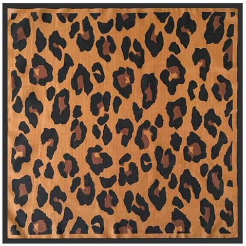 KMGDM Seidenschal mit Leopardenmuster für Damen und Mädchen, quadratische Krawatte, Halstuch, modisches Multifunktions-Accessoire für jedes Outfit, RZ7052, Kaffeefarben, 70x70cm