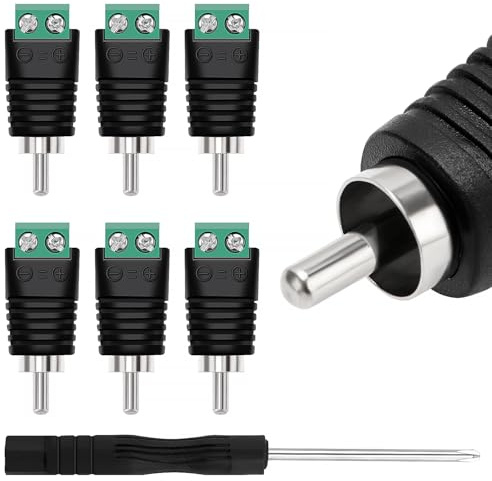 KUOQIY 6 Pièces Connecteur Mâle RCA, RCA Fiche Mâle à AV Vis Bornier Connecteur, Audio Video Connecteur Adaptateur, pour CCTV Sécurité Caméra Système