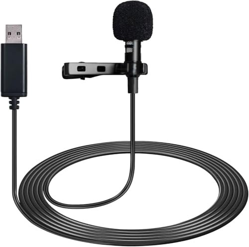 CJMUQHEHH Lavalier microfono USB C 4.92ft microfono USB C per PC, microfono condensatore clip on mic per computer, per Mac, laptop, interviste, podcast, registrazione, monitoraggio, Plug and Play