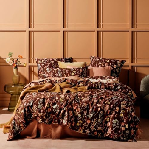 Freyamy Blumen Braun Bettwäsche 135x200 2tlg Chic Botanisches Aesthetic