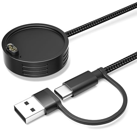 Elebase 2-in-1 USB C Charger Cable Dock 1.2M for Garmin Watch Fenix 8 7S 6S | Type C Charging Lead for Forerunner 570 265 165 170 70,Venu X1 4 3S 2,Cirqa Smart Band,Approach,Vivoactive(Case Size < 47mm)