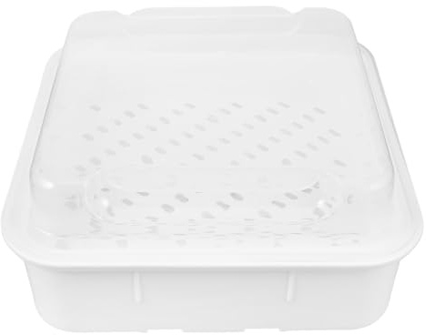 WEKADRIN Vaporiera da Cucina per Microonde in Plastica Alimentare Doppio con Coperchio Resistente e Riutilizzabile per Verdure Pesce e Carne Superficie Liscia e Sicura per Alimentazione