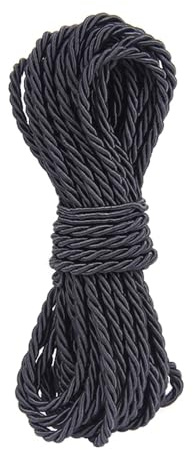 Leliafleury 5 Meter Black Twisted Cord Trim 3mm Polyester Twisted Cord Rope for DIY Craft Curtain Tieback Home Decor