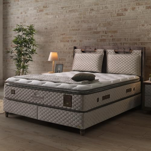 Bambi Boxspringbett 180x200 mit Matratze & Stauraum – Magnasand Therapy Bett mit 7-Zonen Taschenfederkernmatratze – Liegehöhe 70 cm – Ohne Nachtisch – Magnetischer Schwarzer Sand