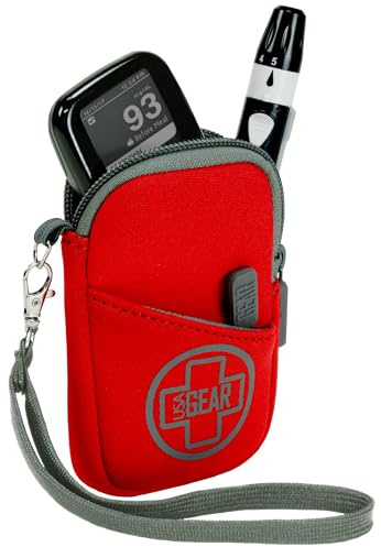 USA Gear Étui Moniteur de Glycémie Glucomètre et Inhalateur - Néoprène Résistant, Passant Ceinture, Dragonne Amovible - Pour Lecteur Glycémie, Lancettes, Autopiqueur, Inhalateur Asthme et plus